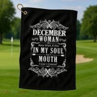 December Woman Funny Birthday Golf Towel thumb 1