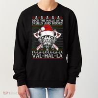 Deck The Halls Skulls Bodies Vikings Santa Ugly Christmas Sweater Women's Sweatshirt thumb 0