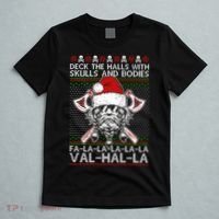 Deck The Halls Skulls Bodies Vikings Santa Ugly Christmas Sweater T-Shirt thumb 5