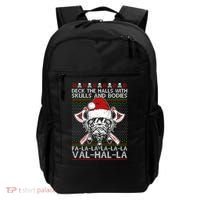 Deck The Halls Skulls Bodies Vikings Santa Ugly Christmas Sweater Backpack thumb 0