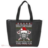 Deck The Halls Skulls Bodies Vikings Santa Ugly Christmas Sweater Tote Bag thumb 0