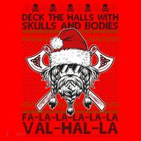 Deck The Halls Skulls Bodies Vikings Santa Ugly Christmas Sweater Santa Hat thumb 1