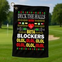 Deck The Halls With Beta Blockers Olol Golf Towel thumb 1