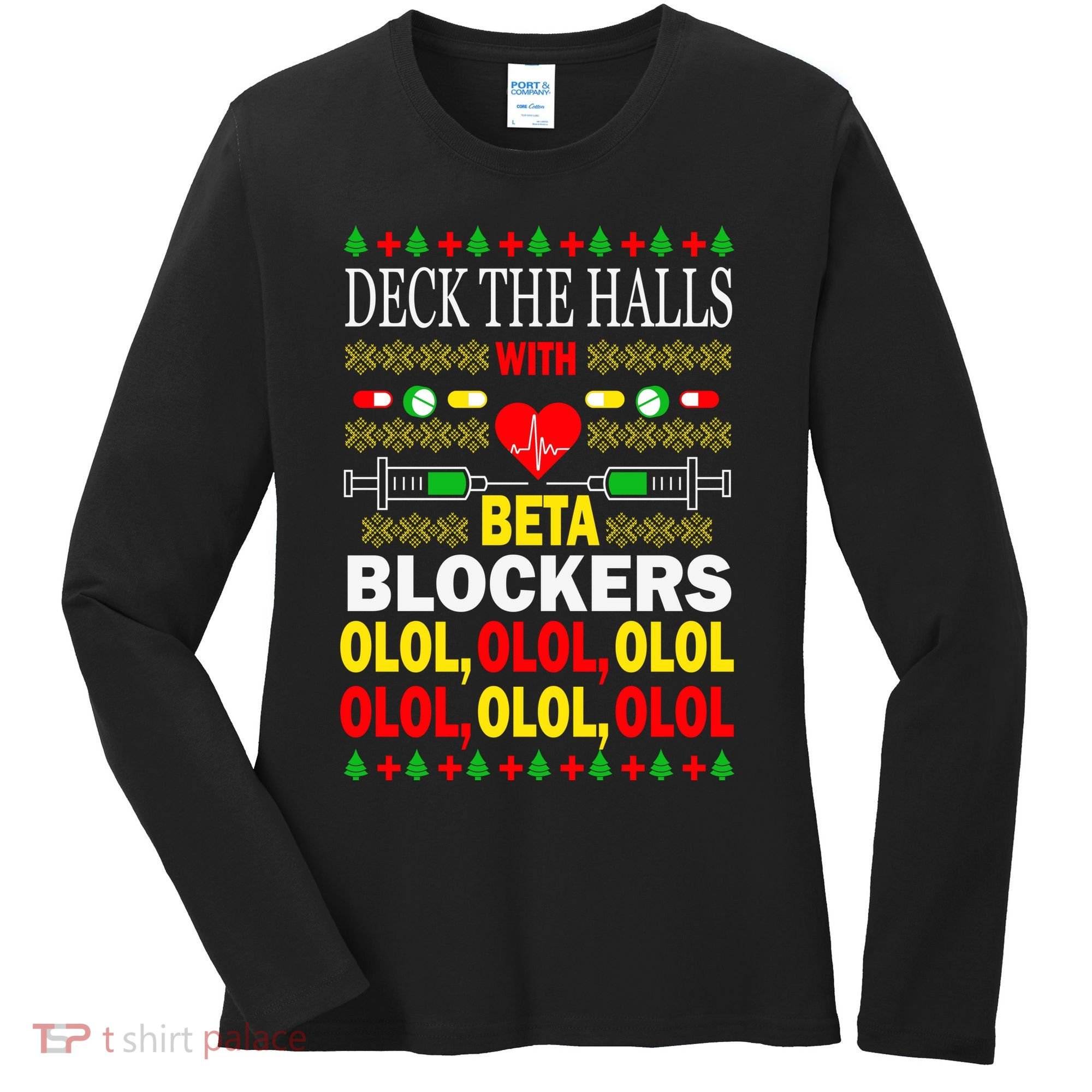 Deck The Halls With Beta Blockers Olol Women's Long Sleeve Shirt
