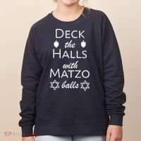 Deck The Halls With Matzo Balls Women's Sweatshirt thumb 0