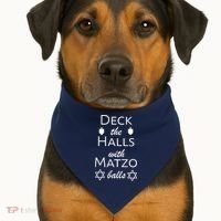 Deck The Halls With Matzo Balls USA-Made Doggie Bandana thumb 1