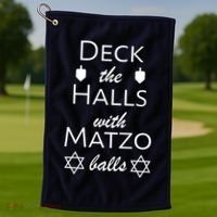 Deck The Halls With Matzo Balls Golf Towel thumb 1
