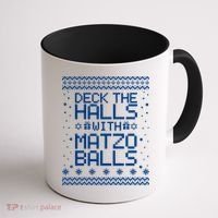 Deck The Halls With Matzo Balls Funny Hanukkah Ugly Coffee Mug thumb 1