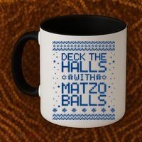 Deck The Halls With Matzo Balls Funny Hanukkah Ugly Coffee Mug thumb 2