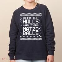 Deck The Halls With Matzo Balls Funny Hanukkah Ugly Women's Sweatshirt thumb 0