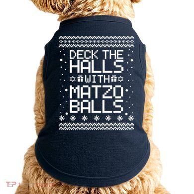 Deck The Halls With Matzo Balls Funny Hanukkah Ugly Doggie Tank