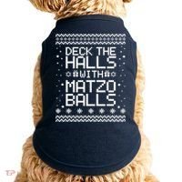 Deck The Halls With Matzo Balls Funny Hanukkah Ugly Doggie Tank thumb 0