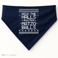 Deck The Halls With Matzo Balls Funny Hanukkah Ugly USA-Made Doggie Bandana thumb 0