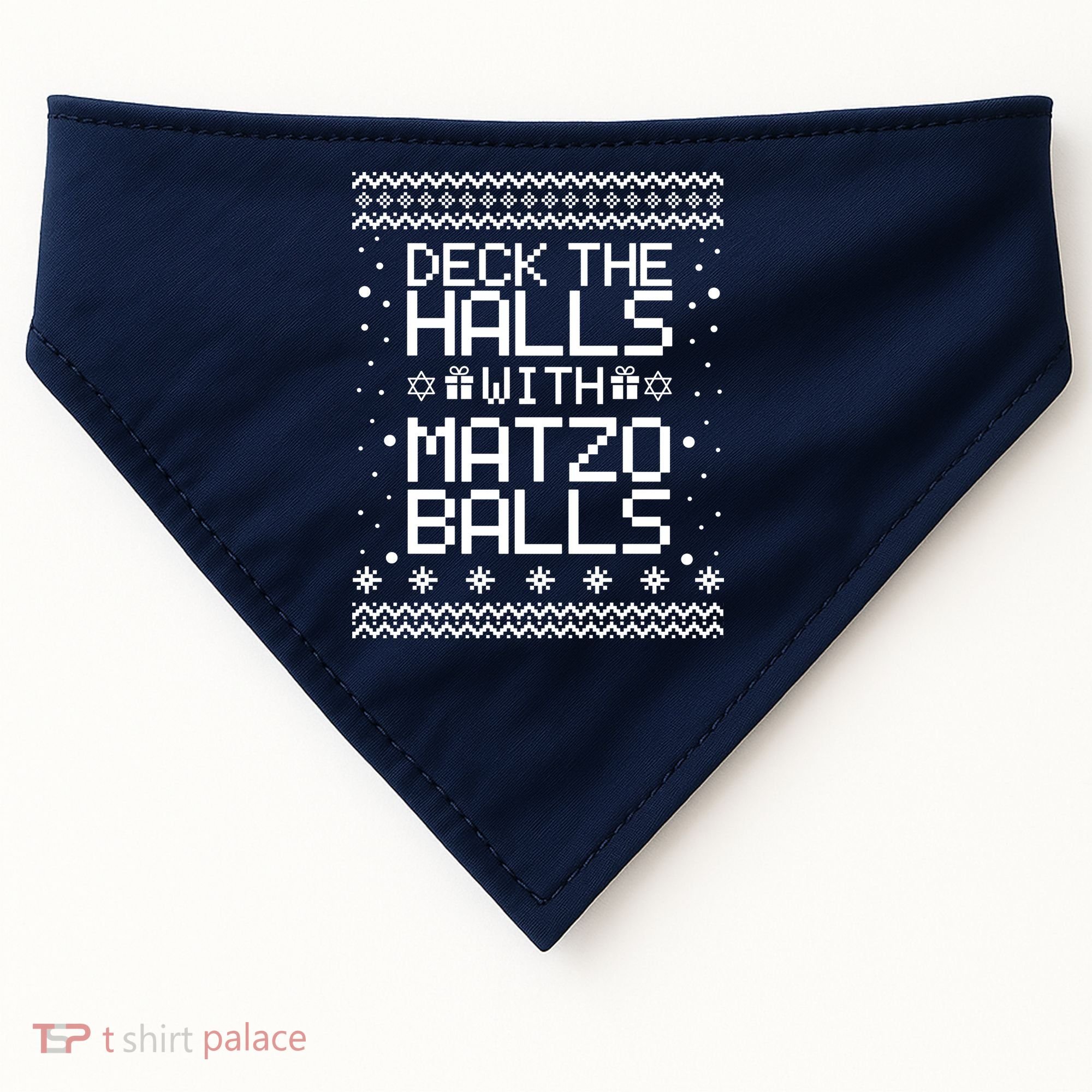 Deck The Halls With Matzo Balls Funny Hanukkah Ugly USA-Made Doggie Bandana