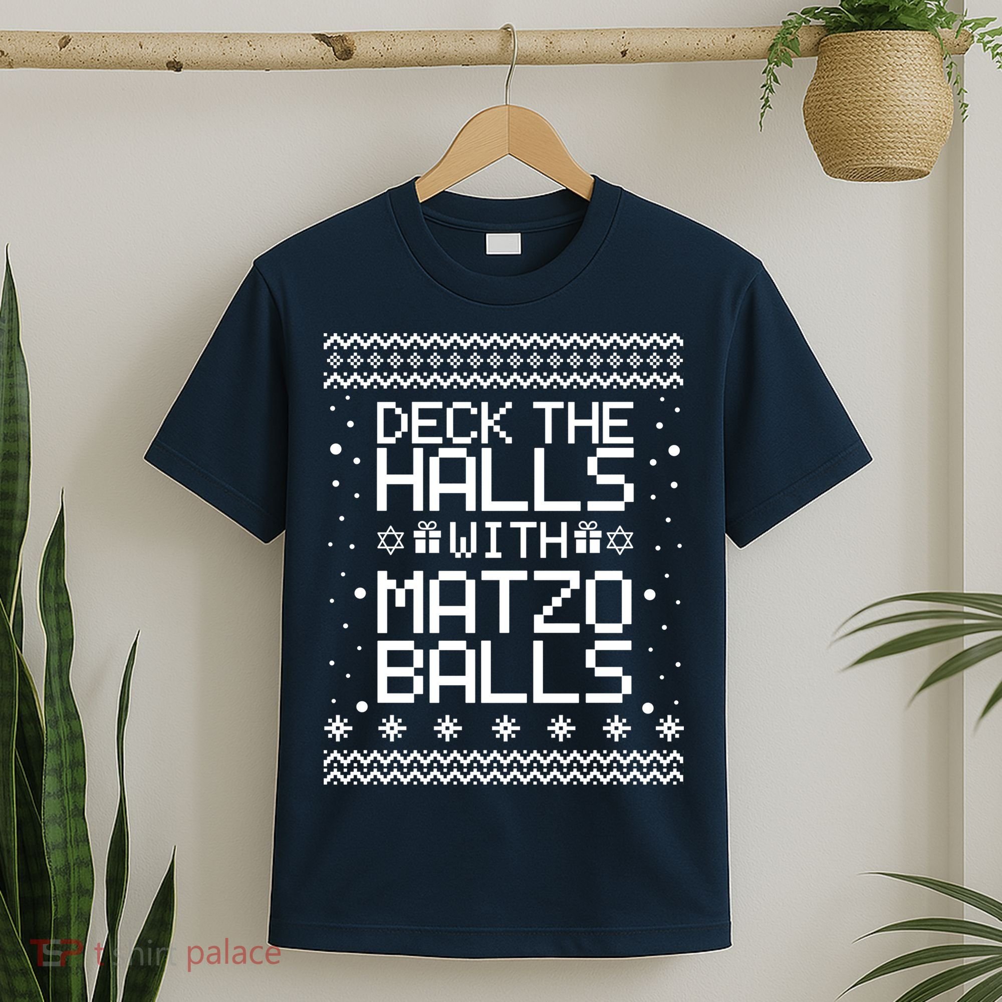 Deck The Halls With Matzo Balls Funny Hanukkah Ugly T-Shirt