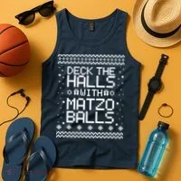 Deck The Halls With Matzo Balls Funny Hanukkah Ugly Tank Top thumb 4