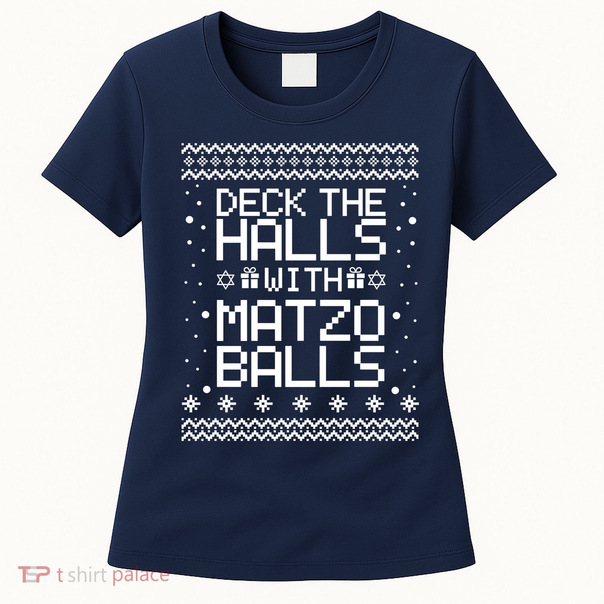 Deck The Halls With Matzo Balls Funny Hanukkah Ugly Women's T-Shirt