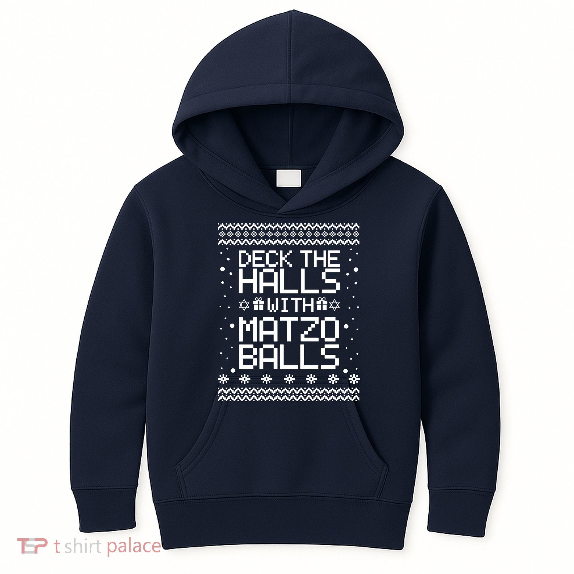 Deck The Halls With Matzo Balls Funny Hanukkah Ugly Kids Hoodie
