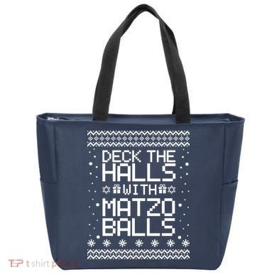 Deck The Halls With Matzo Balls Funny Hanukkah Ugly Tote Bag