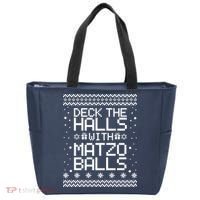 Deck The Halls With Matzo Balls Funny Hanukkah Ugly Tote Bag thumb 0