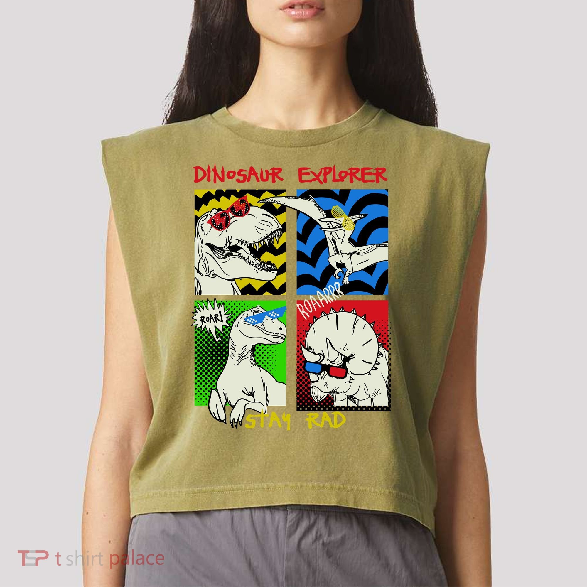 Dinosaur Explorer Garment-Dyed Women's Muscle Tee