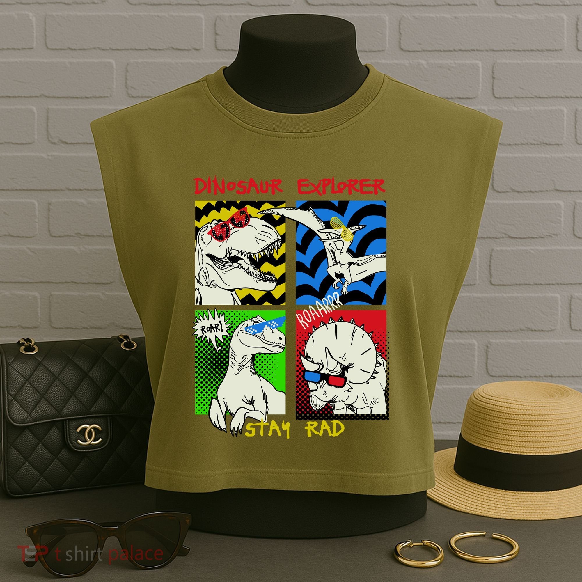 Dinosaur Explorer Garment-Dyed Women's Muscle Tee