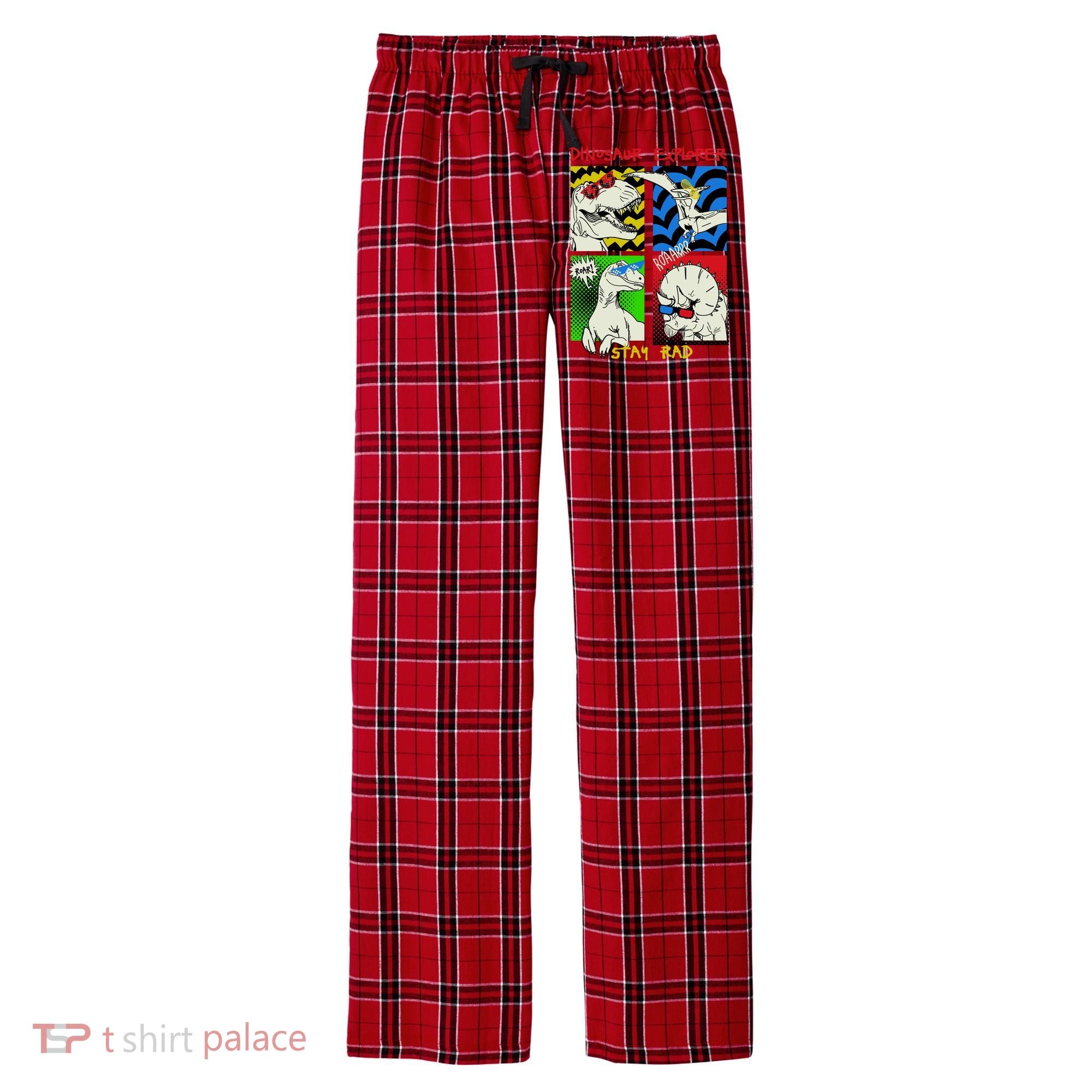 Dinosaur Explorer Men's Flannel Plaid Pajama Pants