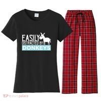 Donkeys Easily Distracted Donkey Gifts For Donkey Lovers Women's Flannel Pajama Set thumb 0