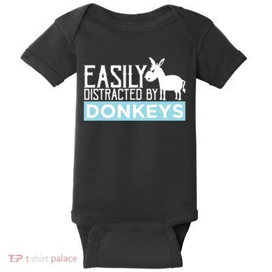 Donkeys Easily Distracted Donkey Gifts For Donkey Lovers Baby Bodysuit