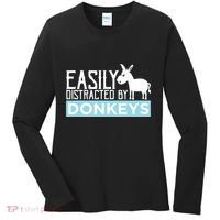 Donkeys Easily Distracted Donkey Gifts For Donkey Lovers Women's Long Sleeve Shirt thumb 0