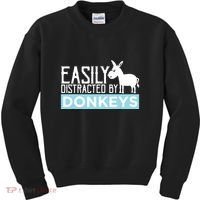 Donkeys Easily Distracted Donkey Gifts For Donkey Lovers Kids Sweatshirt thumb 0