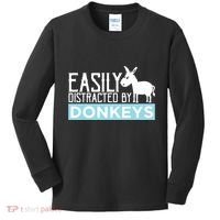 Donkeys Easily Distracted Donkey Gifts For Donkey Lovers Kids Long Sleeve Shirt thumb 0