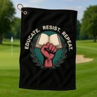 Defend Education Educate Resist Repeat Golf Towel thumb 1