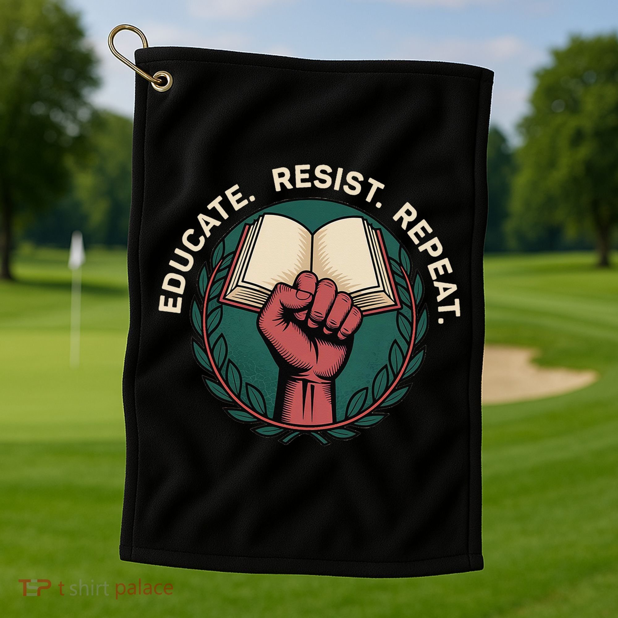 Defend Education Educate Resist Repeat Golf Towel
