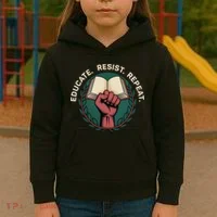 Defend Education Educate Resist Repeat Kids Hoodie thumb 3