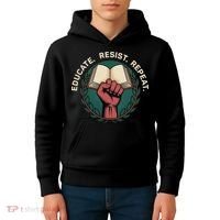 Defend Education Educate Resist Repeat Kids Hoodie thumb 4