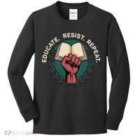 Defend Education Educate Resist Repeat Kids Long Sleeve Shirt thumb 0
