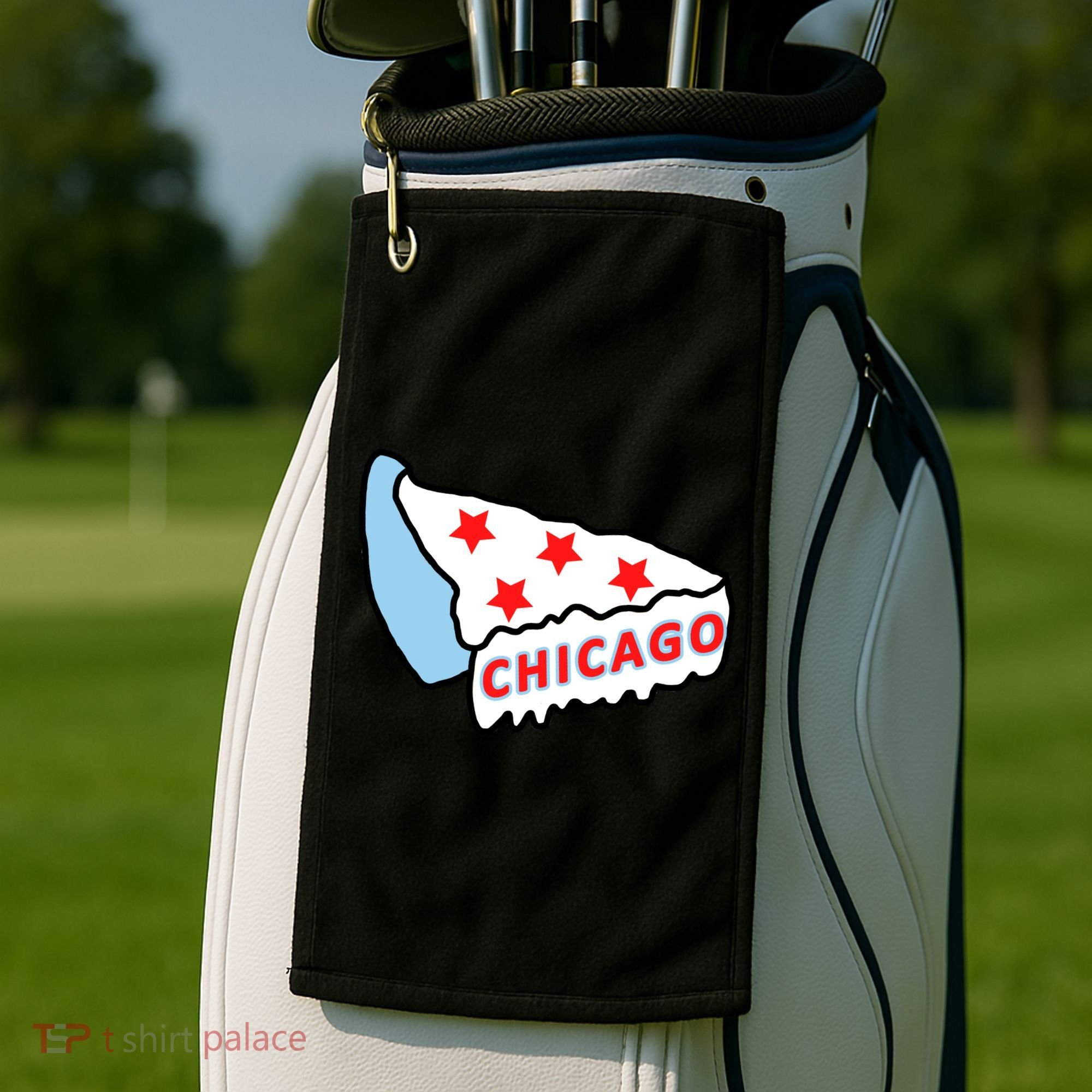 Deep Dish Chicago Pizza Flag Golf Towel