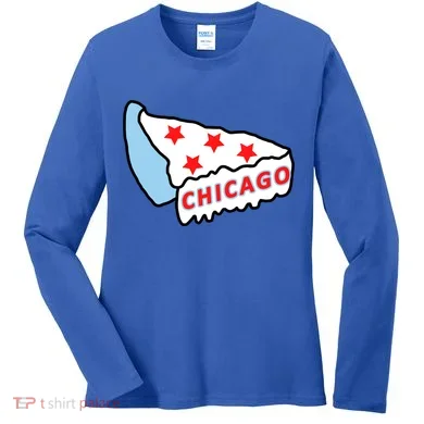 Deep Dish Chicago Pizza Flag Women's Long Sleeve Shirt