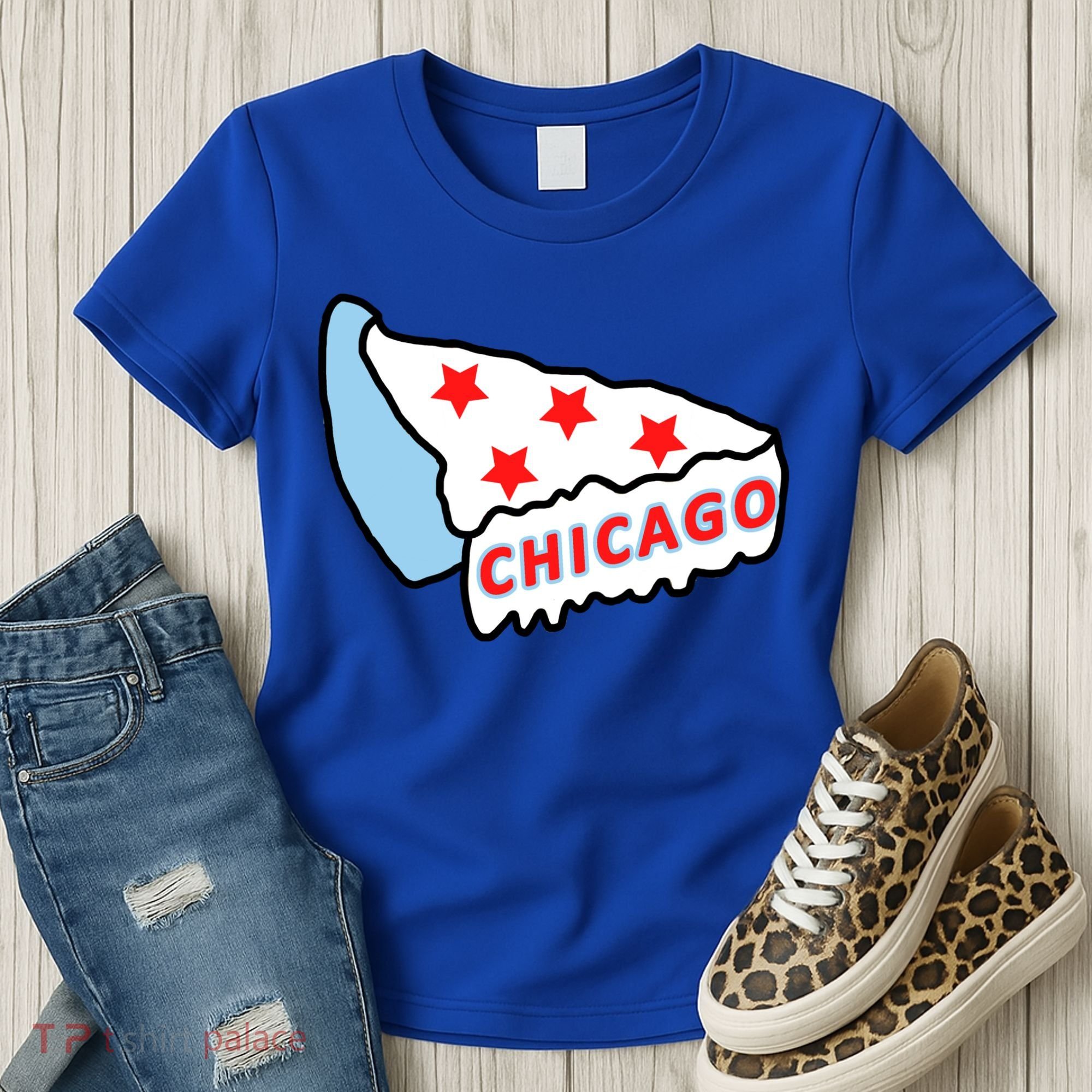 Deep Dish Chicago Pizza Flag Women's T-Shirt
