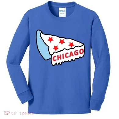 Deep Dish Chicago Pizza Flag Kids Long Sleeve Shirt