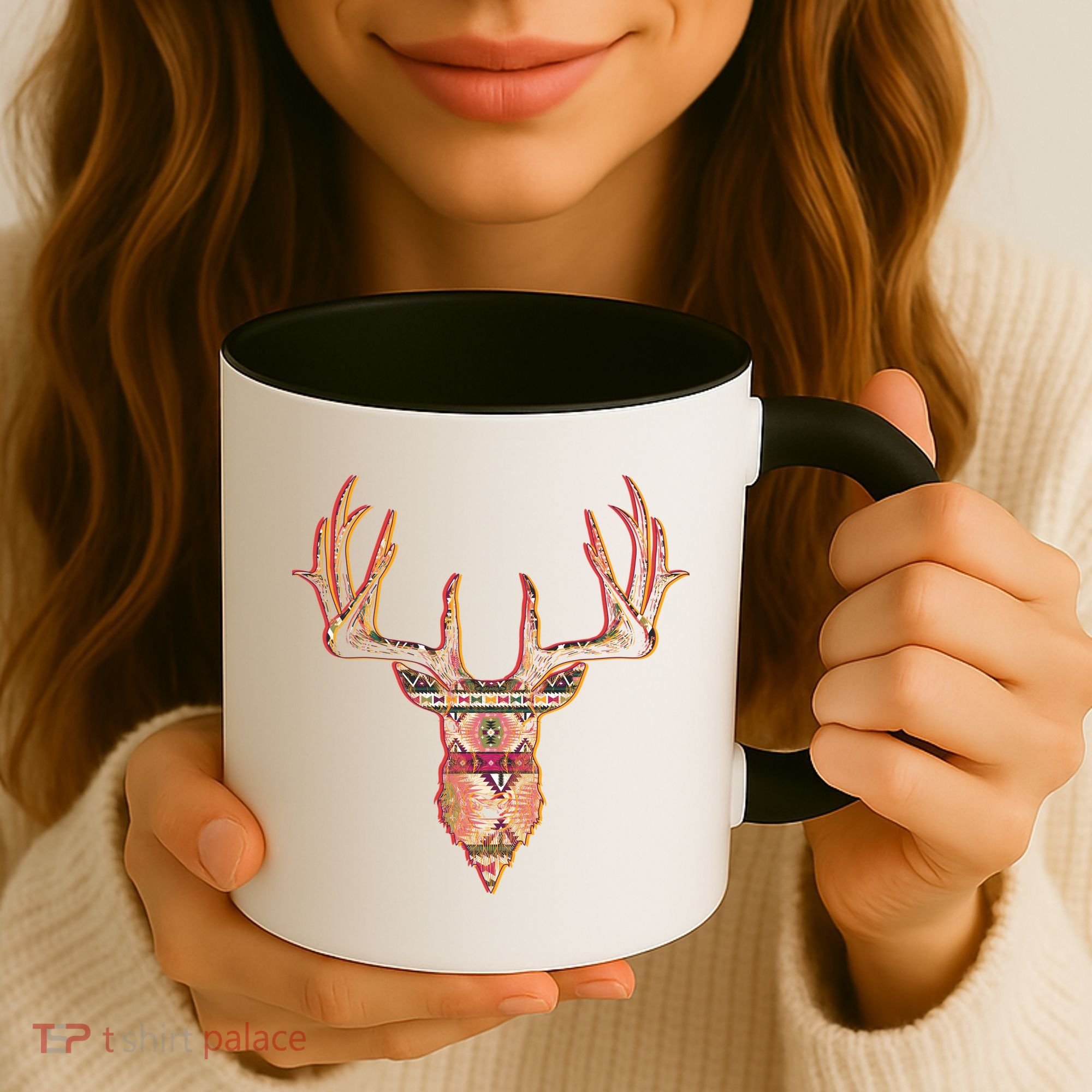 Deer Antlers Wilderness Pattern Coffee Mug