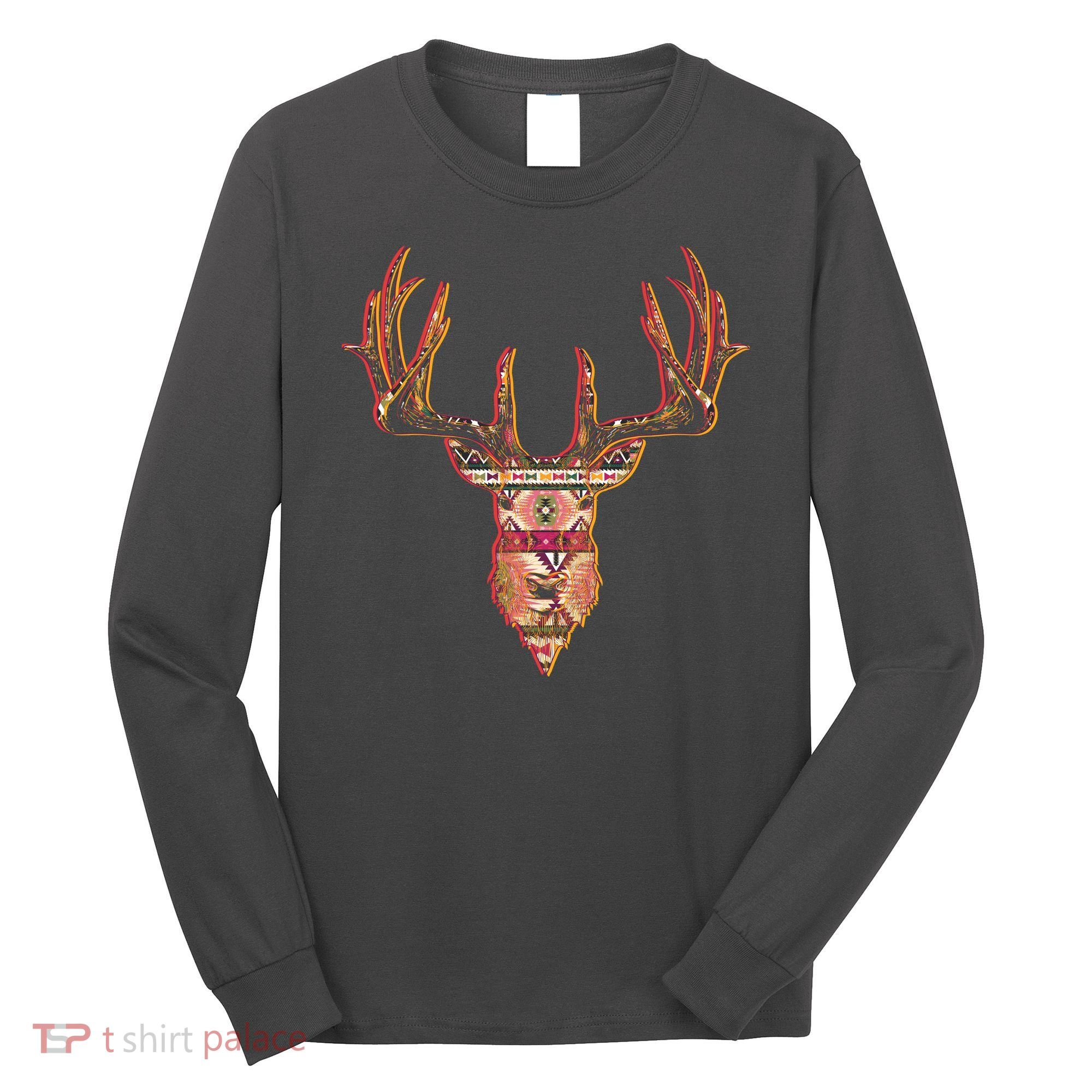 Deer Antlers Wilderness Pattern Long Sleeve Shirt