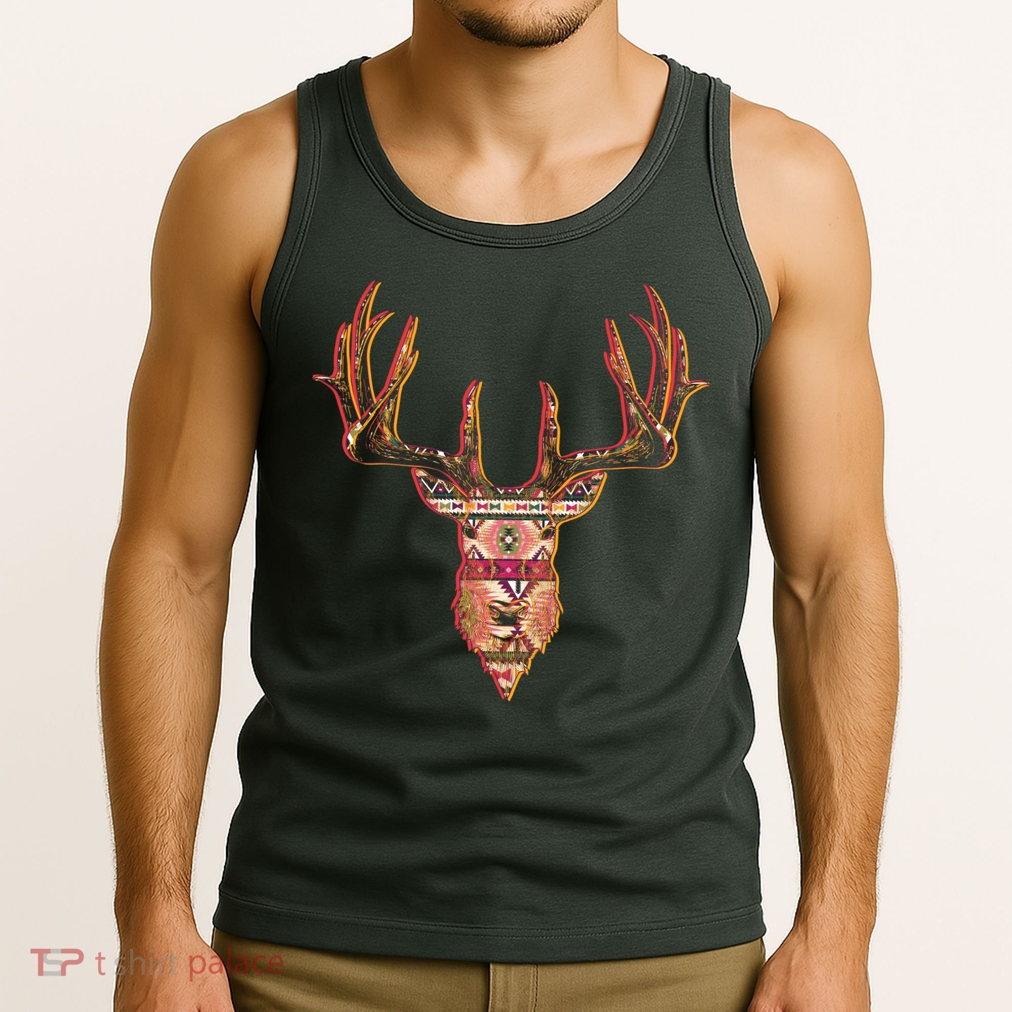 Deer Antlers Wilderness Pattern Tank Top