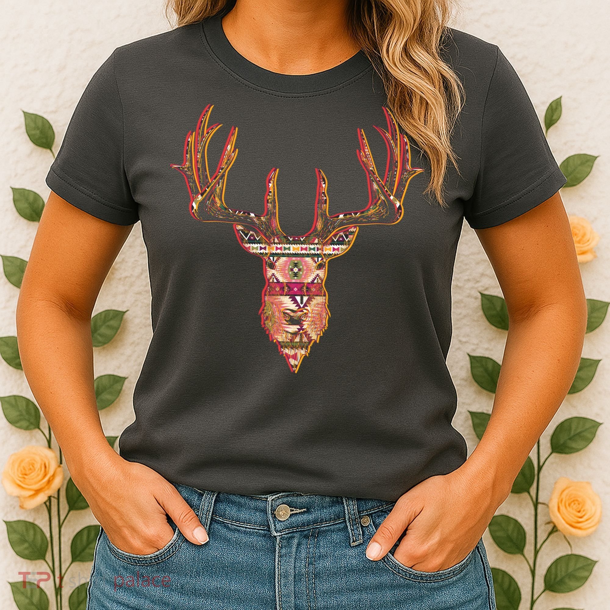 Deer Antlers Wilderness Pattern Women's T-Shirt