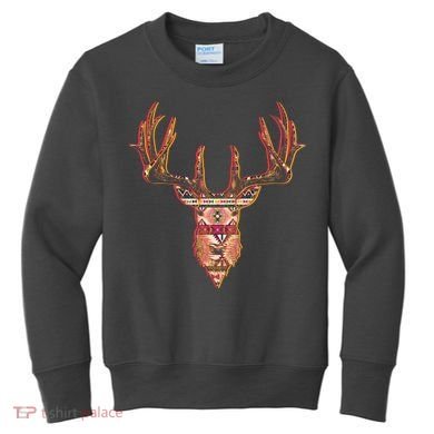 Deer Antlers Wilderness Pattern Kids Sweatshirt