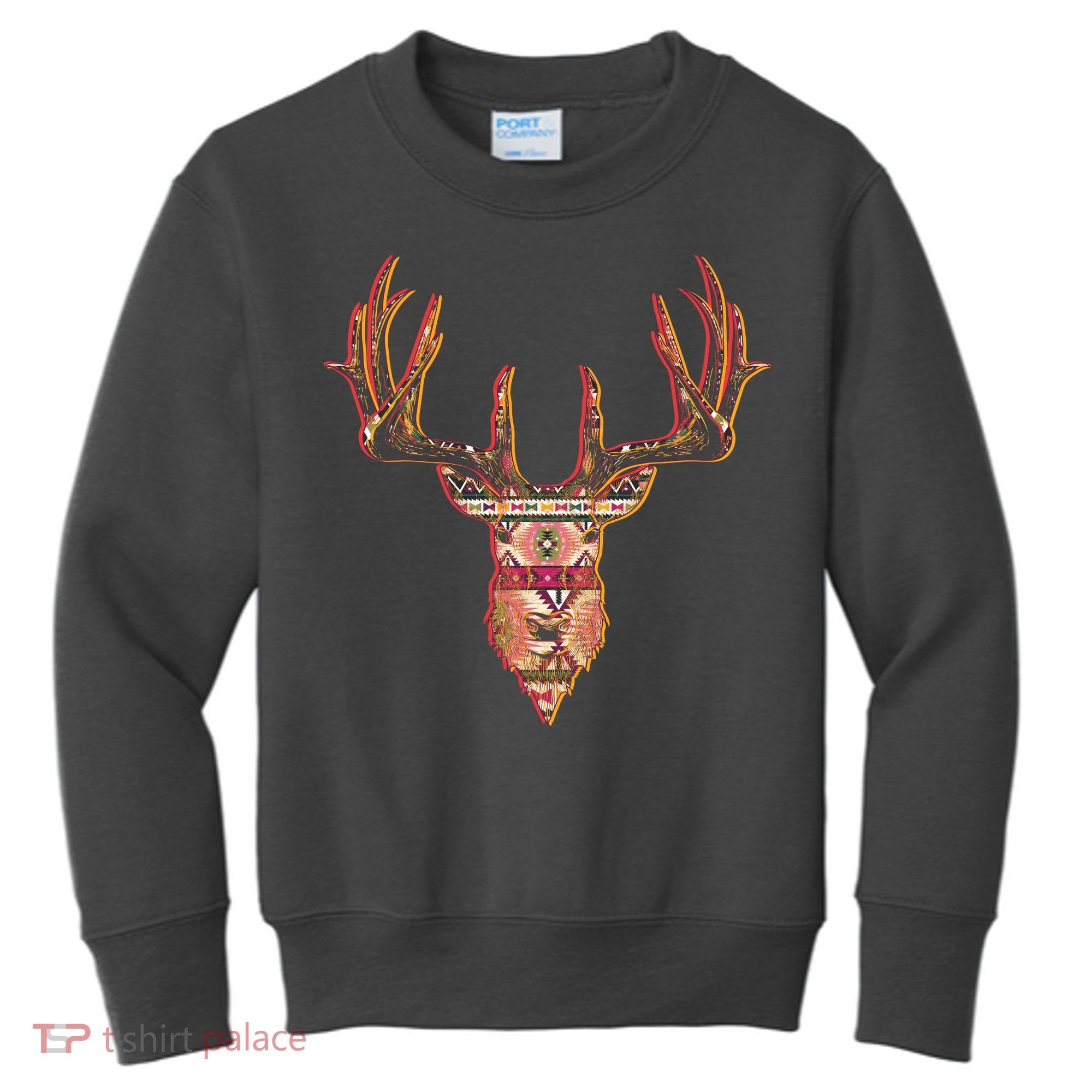 Deer Antlers Wilderness Pattern Kids Sweatshirt