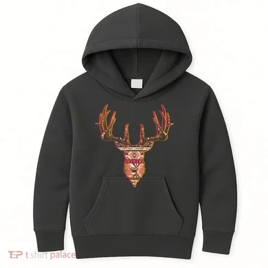 Deer Antlers Wilderness Pattern Kids Hoodie