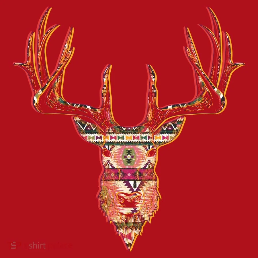 Deer Antlers Wilderness Pattern Christmas Stocking