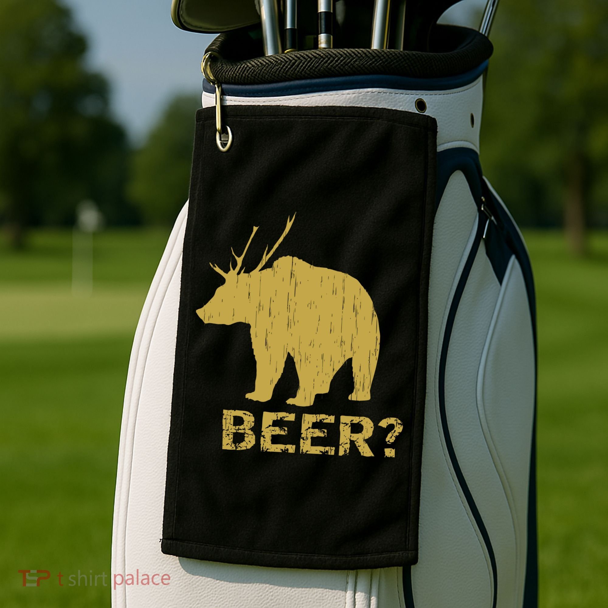 Deer Bear Beer Moose Elk Hunting Funny Golf Towel